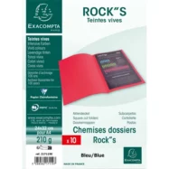 EXACOMPTA Paquet de 10 chemises ROCK'S en carte 210 grammes coloris turquoise
