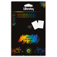 WONDAY Paquet de 10 cartes à gratter arc en ciel format 10 x 15 cm avec 2 pochoirs et stylet bambou