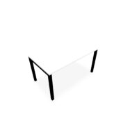 Bureau rectangle Arial L. 140 cm x P 80 cm EP25mm mélamine blanc neige pied carré arche fixe métal lisse noir