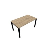 Bureau rectangle Arial L. 140 cm x P 80 cm EP25mm mélamine chêne Brunswick pied carré arche fixe métal lisse noir