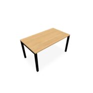 Bureau rectangle Arial L. 140 cm x P 80 cm EP25mm mélamine chêne clair pied carré arche fixe métal lisse noir