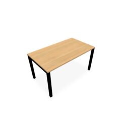 Bureau rectangle Arial L. 140 cm x P 80 cm EP25mm mélamine chêne clair pied carré arche fixe métal lisse noir