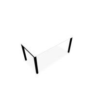 Bureau rectangle Arial L. 160 cm x P 80 cm EP25mm mélamine blanc neige pied carré arche fixe métal lisse noir