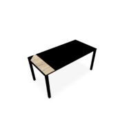 Bureau rectangle Arial L. 160 cm x P 80 cm EP25mm mélamine chêne Brunswick pied carré arche fixe métal lisse noir