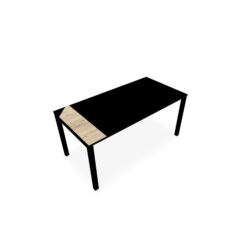 Bureau rectangle Arial L. 160 cm x P 80 cm EP25mm mélamine chêne Brunswick pied carré arche fixe métal lisse noir