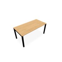 Bureau rectangle Arial L. 160 cm x P 80 cm EP25mm mélamine chêne clair pied carré arche fixe métal lisse noir