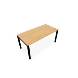 Bureau rectangle Arial L. 160 cm x P 80 cm EP25mm mélamine chêne clair pied carré arche fixe métal lisse noir