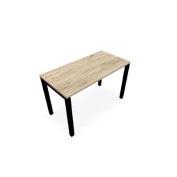 Table rectangulaire Arial L. 120 cm x P. 60 cm x H. 73,5 cm plateau nu mélamine chêne Brunswick piètement arche carrée fixe métal lisse noir