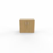 Armoire mélamine Armand 1 tablette H. 73,5 x L. 80 x P. 43,2 cm corps et top finition mélamine chêne clair avec 2 portes soft-closing mélamine chêne clair - poignées métal gris aluminium