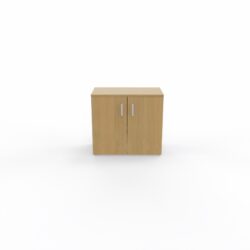 Armoire mélamine Armand 1 tablette H. 73,5 x L. 80 x P. 43,2 cm corps et top finition mélamine chêne clair avec 2 portes soft-closing mélamine chêne clair - poignées métal gris aluminium