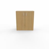 Armoire mélamine Armand 2 tablettes H. 113,5 x L. 100 x P. 43,2 cm corps et top finition mélamine chêne clair avec 2 portes soft-closing mélamine chêne clair - poignées métal gris aluminium