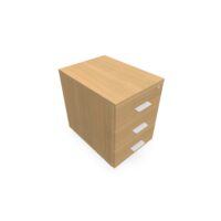 Caisson mobile Mélina 3 tiroirs L. 42 x P. 55,5 x H. 58,7 cm mélamine chêne clair  - poignées métal gris aluminium