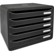 EXACOMPTA Module de classement 5 tiroirs BIG BOX. Coloris Noir. Dim : L27 x H27,1 x P35,5 cm