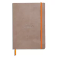RHODIA Carnet Rhodiarama 14,8x21 160 pages lignées. Couverture simili-cuir Gris taupe