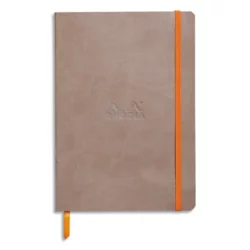RHODIA Carnet Rhodiarama 14,8x21 160 pages lignées. Couverture simili-cuir Gris taupe