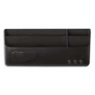 BI-OFFICE Boîte de ragement multi-usages magnétique Noire, 4 compartiments - Dim : L23 x H10 x P4 cm
