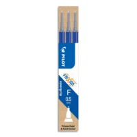 PILOT Set de 3 recharges pour roller FriXion Point. Pointe fine 0,5 mm. Encre Bleu.