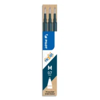 PILOT Set de 3 recharges pour roller FriXion Ball. Pointe moyenne 0,7 mm. Encre Bleu nuit