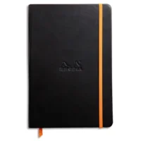 RHODIA Carnet RHODIArama A5 192 pages lignées. Couverture rembordée Noire