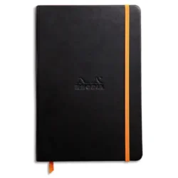 RHODIA Carnet RHODIArama A5 192 pages lignées. Couverture rembordée Noire