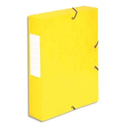 PERGAMY Boîte de classement à élastique en carte lustrée 7/10, 600g. Dos 60mm. Coloris Jaune.