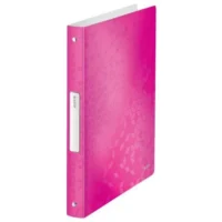 LEITZ Classeur 4 anneaux Ø25 WOW en polypropylène. Dos 3 cm. Coloris Rose