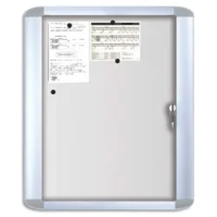 BI-OFFICE Vitrine d'extérieur Mastervison porte en verre trempé fond magnétique laqué Blanc 4 feuilles A4