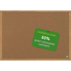 BI-OFFICE Tableau d'affichage Earth en Liège, cadre en bois, recyclé, visserie fournie Format L60xH45 cm