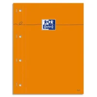 OXFORD Bloc agrafé cotés perforé, réglure pleine page 230x297 papier Blanc 5x5