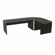 Ensemble Moka composé d'une table de bureau rectangulaire Moka L. 180 x P. 80 cm décor chêne café, d'un angle 90° et d'une table retour L. 80 x P. 80 cm