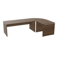 Ensemble Moka composé d'une table de bureau rectangulaire Moka L. 180 x P. 80 cm décor noyer brun, d'un angle 90° et d'une table retour L. 80 x P. 80 cm