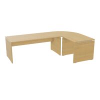 Ensemble Moka composé d'une table de bureau rectangulaire Moka L. 180 x P. 80 cm décor chêne clair, d'un angle 90° et d'une table retour L. 80 x P. 80 cm