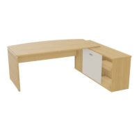 Ensemble Moka composé d'une table de bureau rectangulaire Moka L. 160 x P. 80 cm décor chêne clair, d'un angle 90° et d'une table retour L. 80 x P. 80 cm