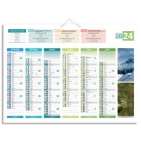 CBG Calendrier 4 SAISONS, 6 mois par face, photos paysages de France, 40,5x55cm, 2 œillets et 1 cordonnet