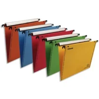 ESSELTE Paquet 10 dossiers suspendus VMG TIROIR en kraft 240g. Fond V, bouton-pression. Coloris assortis