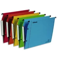 ESSELTE Paquet 10 dossiers suspendus LMG ARMOIRE en kraft 240g. Fond V, bouton-pression. Coloris assortis