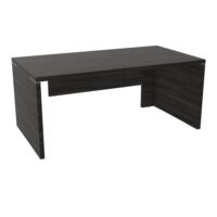 Table rectangulaire Kara L. 170 cm x 90. cm mélamine chêne café piètement panneau mélamine chêne café + voile de fond
