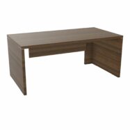 Table rectangulaire Kara L. 170 cm x 90. cm mélamine noyer brun piètement panneau mélamine noyer brun + voile de fond