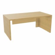 Table rectangulaire Kara L. 170 cm x 90. cm mélamine chêne clair piètement panneau mélamine chêne clair + voile de fond