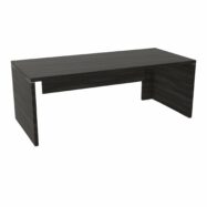 Table rectangulaire Kara L. 170 cm x 90. cm mélamine chêne café piètement panneau mélamine chêne café + voile de fond