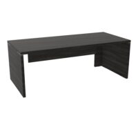 Table rectangulaire Kara L. 200 cm x 90. cm mélamine chêne café piètement panneau mélamine chêne café + voile de fond