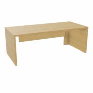 Table rectangulaire Kara L. 200 cm x 90. cm mélamine chêne clair piètement panneau mélamine chêne clair + voile de fond