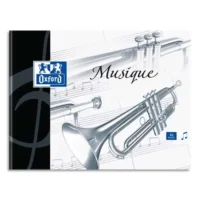 OXFORD Cahier de musique piqûre24 pages grands carreaux Séyès+24 pages portées 17x22cm. Couv carte
