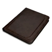 JUSCHA Conférencier Marron Massa imitation cuir. 34x27x4cm. Avec bloc/mécanisme 4 anneaux/calculatrice