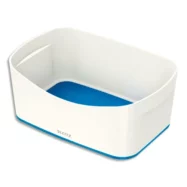 LEITZ Bac de rangement MYBOX sans couvercle en ABS. Coloris Blanc fond Bleu
