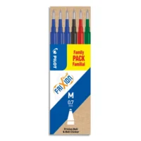 PILOT Set de 6 recharges FriXion 3 Bleu, Noir, Rouge, Vert - Pointe moyenne