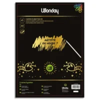 WONDAY Crée'Up Sachet de 5 cartes à gratter A4 or + 1 stylet en bambou