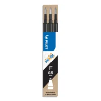 PILOT Set de 3 recharges pour roller FriXion. Pointe fine 0,5 mm. Encre Noire