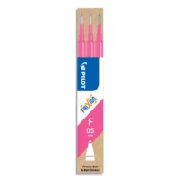 PILOT Set de 3 recharges pour roller FriXion. Pointe fine 0,5 mm. Encre Rose