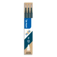PILOT Set de 3 recharges pour roller FriXion. Pointe fine 0,5 mm. Encre Bleu nuit
